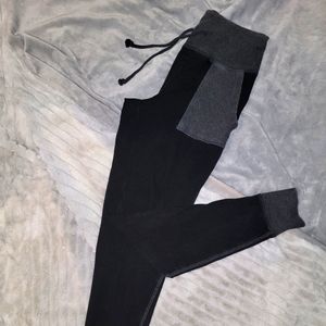 grey/black drawstring leggings